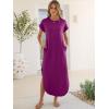 imageANRABESS Womens Summer Maxi Dress 2026 Casual Short Sleeve Loose Split WrinkleFree Beach Vacation Long Sundress with PocketsPurple Red