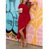 imageANRABESS Womens Summer Maxi Dress Casual Crew Neck Tie Waist Split WrinkleFree Fit Long Fashion Vacation Dresses 2026 SpringRed