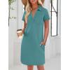 imageANRABESS Womens T Shirt Dresses Summer 2026 Casual Short Sleeve V Neck Mini Shift Dress Spring Trendy Beach Vacation ClothesBlue Cyan