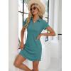 imageANRABESS Womens T Shirt Dresses Summer 2026 Casual Short Sleeve V Neck Mini Shift Dress Spring Trendy Beach Vacation ClothesBlue Cyan