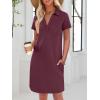 imageANRABESS Womens T Shirt Dresses Summer 2026 Casual Short Sleeve V Neck Mini Shift Dress Spring Trendy Beach Vacation ClothesBurgundy