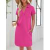 imageANRABESS Womens T Shirt Dresses Summer 2026 Casual Short Sleeve V Neck Mini Shift Dress Spring Trendy Beach Vacation ClothesHot Pink