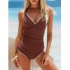 imageANRABESS Womens Tankini Set Two Piece Swimsuit Tummy Control V Neck Top Bathing Suit High Waisted Color Block Swimwear 2026Brown