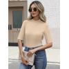 imageANRABESS Womens Tops Mock Neck Half Sleeve Shirts Ribbed Knit Slim Fit Basic Tee 2026 Summer Fall Dressy Casual TShirtsBeige