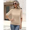 imageANRABESS Womens Tops Mock Neck Half Sleeve Shirts Ribbed Knit Slim Fit Basic Tee 2026 Summer Fall Dressy Casual TShirtsBeige