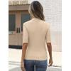 imageANRABESS Womens Tops Mock Neck Half Sleeve Shirts Ribbed Knit Slim Fit Basic Tee 2026 Summer Fall Dressy Casual TShirtsBeige