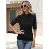 imageANRABESS Womens Tops Mock Neck Half Sleeve Shirts Ribbed Knit Slim Fit Basic Tee 2026 Summer Fall Dressy Casual TShirtsBlack