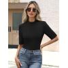 imageANRABESS Womens Tops Mock Neck Half Sleeve Shirts Ribbed Knit Slim Fit Basic Tee 2026 Summer Fall Dressy Casual TShirtsBlack