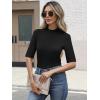 imageANRABESS Womens Tops Mock Neck Half Sleeve Shirts Ribbed Knit Slim Fit Basic Tee 2026 Summer Fall Dressy Casual TShirtsBlack