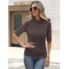 imageANRABESS Womens Tops Mock Neck Half Sleeve Shirts Ribbed Knit Slim Fit Basic Tee 2026 Summer Fall Dressy Casual TShirtsBrown