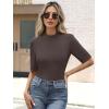imageANRABESS Womens Tops Mock Neck Half Sleeve Shirts Ribbed Knit Slim Fit Basic Tee 2026 Summer Fall Dressy Casual TShirtsBrown