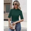 imageANRABESS Womens Tops Mock Neck Half Sleeve Shirts Ribbed Knit Slim Fit Basic Tee 2026 Summer Fall Dressy Casual TShirtsDeep Green