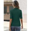 imageANRABESS Womens Tops Mock Neck Half Sleeve Shirts Ribbed Knit Slim Fit Basic Tee 2026 Summer Fall Dressy Casual TShirtsDeep Green