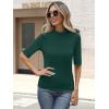 imageANRABESS Womens Tops Mock Neck Half Sleeve Shirts Ribbed Knit Slim Fit Basic Tee 2026 Summer Fall Dressy Casual TShirtsDeep Green