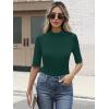 imageANRABESS Womens Tops Mock Neck Half Sleeve Shirts Ribbed Knit Slim Fit Basic Tee 2026 Summer Fall Dressy Casual TShirtsDeep Green