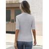 imageANRABESS Womens Tops Mock Neck Half Sleeve Shirts Ribbed Knit Slim Fit Basic Tee 2026 Summer Fall Dressy Casual TShirtsGrey