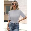 imageANRABESS Womens Tops Mock Neck Half Sleeve Shirts Ribbed Knit Slim Fit Basic Tee 2026 Summer Fall Dressy Casual TShirtsGrey