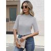 imageANRABESS Womens Tops Mock Neck Half Sleeve Shirts Ribbed Knit Slim Fit Basic Tee 2026 Summer Fall Dressy Casual TShirtsGrey
