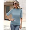 imageANRABESS Womens Tops Mock Neck Half Sleeve Shirts Ribbed Knit Slim Fit Basic Tee 2026 Summer Fall Dressy Casual TShirtsGrey Blue