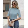 imageANRABESS Womens Tops Mock Neck Half Sleeve Shirts Ribbed Knit Slim Fit Basic Tee 2026 Summer Fall Dressy Casual TShirtsGrey Blue