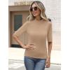imageANRABESS Womens Tops Mock Neck Half Sleeve Shirts Ribbed Knit Slim Fit Basic Tee 2026 Summer Fall Dressy Casual TShirtsLight Khaki