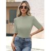 imageANRABESS Womens Tops Mock Neck Half Sleeve Shirts Ribbed Knit Slim Fit Basic Tee 2026 Summer Fall Dressy Casual TShirtsSage Green