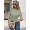 imageANRABESS Womens Tops Mock Neck Half Sleeve Shirts Ribbed Knit Slim Fit Basic Tee 2026 Summer Fall Dressy Casual TShirtsSage Green