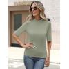 imageANRABESS Womens Tops Mock Neck Half Sleeve Shirts Ribbed Knit Slim Fit Basic Tee 2026 Summer Fall Dressy Casual TShirtsSage Green
