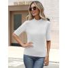 imageANRABESS Womens Tops Mock Neck Half Sleeve Shirts Ribbed Knit Slim Fit Basic Tee 2026 Summer Fall Dressy Casual TShirtsWhite
