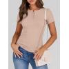imageANRABESS Womens Tops Short Sleeve Henley Shirts 2026 Summer Ribbed Slim Fit Basic Casual Tee Blouse Trendy Spring ClothingBeige