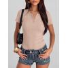 imageANRABESS Womens Tops Short Sleeve Henley Shirts 2026 Summer Ribbed Slim Fit Basic Casual Tee Blouse Trendy Spring ClothingBeige