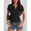 imageANRABESS Womens Tops Short Sleeve Henley Shirts 2026 Summer Ribbed Slim Fit Basic Casual Tee Blouse Trendy Spring ClothingBlack