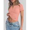 imageANRABESS Womens Tops Short Sleeve Henley Shirts 2026 Summer Ribbed Slim Fit Basic Casual Tee Blouse Trendy Spring ClothingCoral