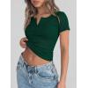 imageANRABESS Womens Tops Short Sleeve Henley Shirts 2026 Summer Ribbed Slim Fit Basic Casual Tee Blouse Trendy Spring ClothingDeep Green