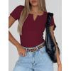 imageANRABESS Womens Tops Short Sleeve Henley Shirts 2026 Summer Ribbed Slim Fit Basic Casual Tee Blouse Trendy Spring ClothingDeep Red