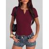 imageANRABESS Womens Tops Short Sleeve Henley Shirts 2026 Summer Ribbed Slim Fit Basic Casual Tee Blouse Trendy Spring ClothingDeep Red
