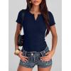 imageANRABESS Womens Tops Short Sleeve Henley Shirts 2026 Summer Ribbed Slim Fit Basic Casual Tee Blouse Trendy Spring ClothingNavy Blue