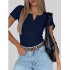 imageANRABESS Womens Tops Short Sleeve Henley Shirts 2026 Summer Ribbed Slim Fit Basic Casual Tee Blouse Trendy Spring ClothingNavy Blue