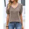imageANRABESS Womens Tops Short Sleeve Sweaters Dressy Casual V Neck Summer Tunic Blouses Cute Work Shirts 2026 Trendy ClothesBrown