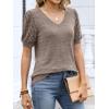 imageANRABESS Womens Tops Short Sleeve Sweaters Dressy Casual V Neck Summer Tunic Blouses Cute Work Shirts 2026 Trendy ClothesBrown