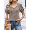 imageANRABESS Womens Tops Short Sleeve Sweaters Dressy Casual V Neck Summer Tunic Blouses Cute Work Shirts 2026 Trendy ClothesBrown