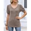 imageANRABESS Womens Tops Short Sleeve Sweaters Dressy Casual V Neck Summer Tunic Blouses Cute Work Shirts 2026 Trendy ClothesBrown