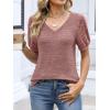 imageANRABESS Womens Tops Short Sleeve Sweaters Dressy Casual V Neck Summer Tunic Blouses Cute Work Shirts 2026 Trendy ClothesCoral