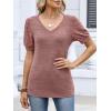 imageANRABESS Womens Tops Short Sleeve Sweaters Dressy Casual V Neck Summer Tunic Blouses Cute Work Shirts 2026 Trendy ClothesCoral
