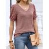 imageANRABESS Womens Tops Short Sleeve Sweaters Dressy Casual V Neck Summer Tunic Blouses Cute Work Shirts 2026 Trendy ClothesCoral