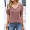 imageANRABESS Womens Tops Short Sleeve Sweaters Dressy Casual V Neck Summer Tunic Blouses Cute Work Shirts 2026 Trendy ClothesCoral