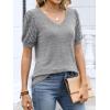 imageANRABESS Womens Tops Short Sleeve Sweaters Dressy Casual V Neck Summer Tunic Blouses Cute Work Shirts 2026 Trendy ClothesGray