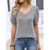 imageANRABESS Womens Tops Short Sleeve Sweaters Dressy Casual V Neck Summer Tunic Blouses Cute Work Shirts 2026 Trendy ClothesGray