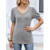 imageANRABESS Womens Tops Short Sleeve Sweaters Dressy Casual V Neck Summer Tunic Blouses Cute Work Shirts 2026 Trendy ClothesGray