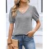 imageANRABESS Womens Tops Short Sleeve Sweaters Dressy Casual V Neck Summer Tunic Blouses Cute Work Shirts 2026 Trendy ClothesGray